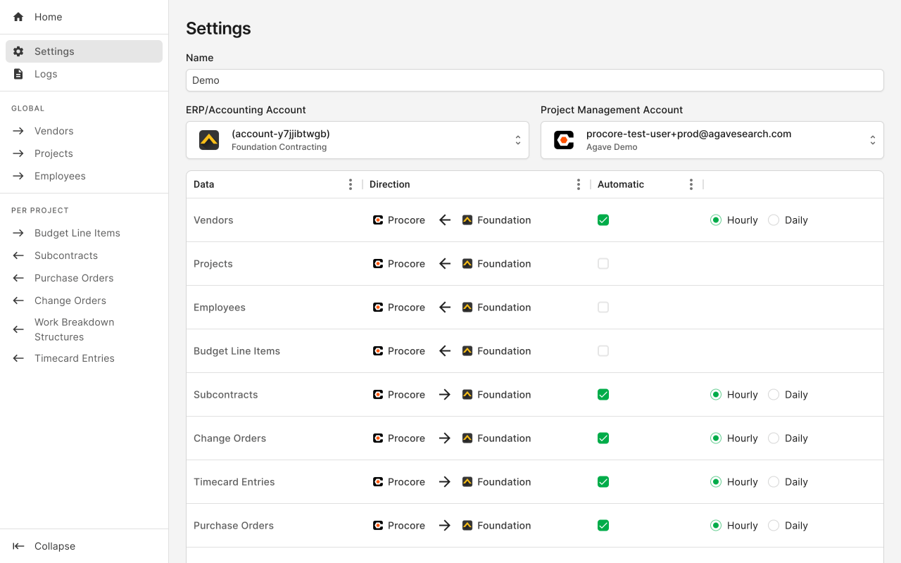 Agave Sync Interface