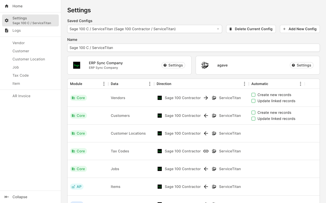 Agave Sync Interface